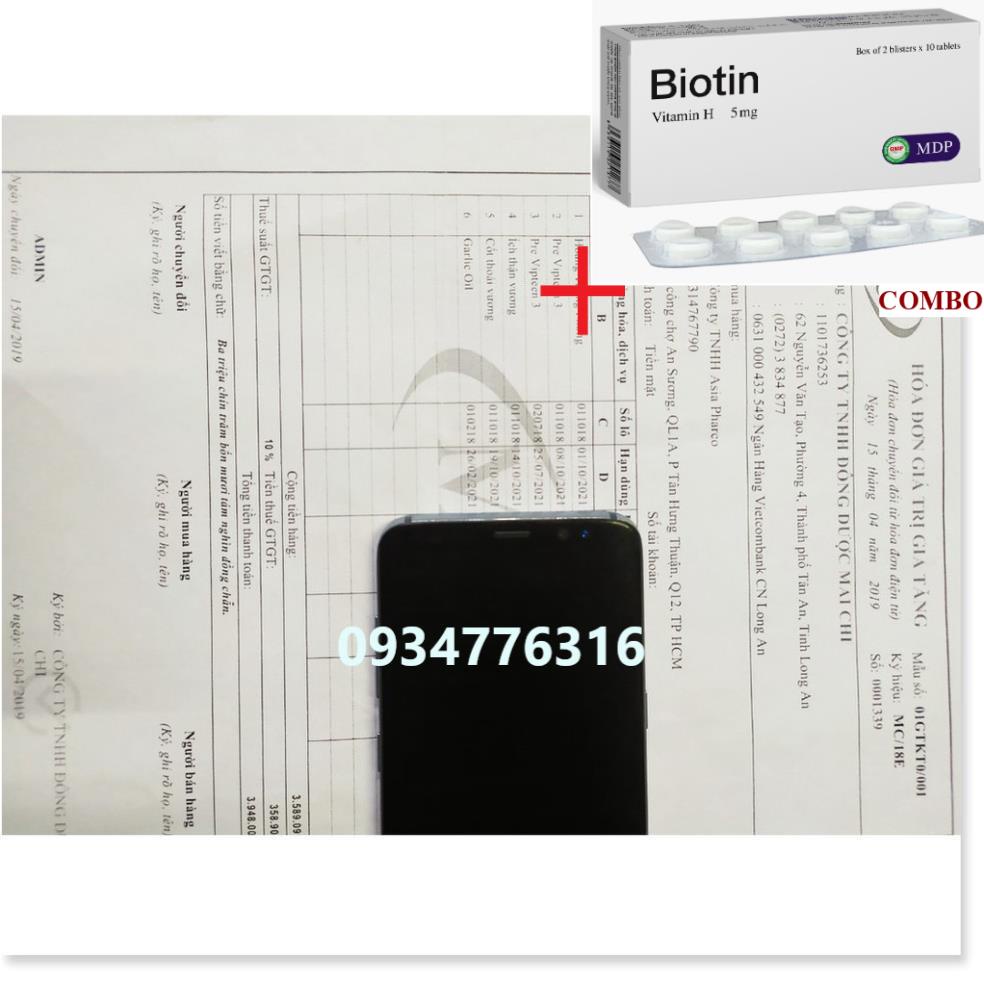 Combo Biotin 5mg+ ✅ Viên Uống CỐT THOÁI VƯƠNG- 3 vỉ x 10 viên