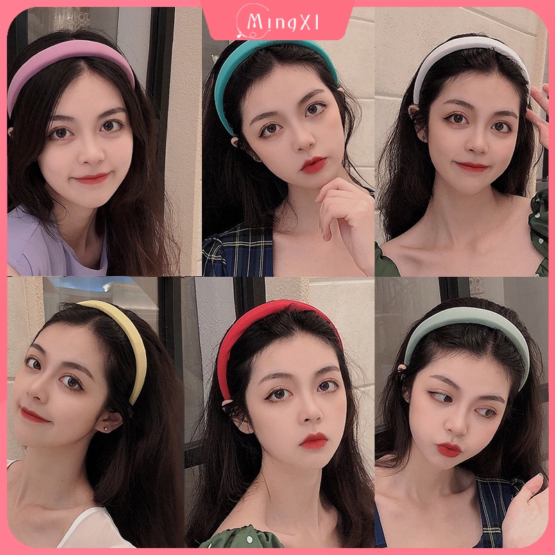 Thời Trang Nữ Băng Đô Rửa Mặt Nữ Băng Đô Xốp Dày Màu Trơn Băng Đô Cài Tóc Rửa Mặt