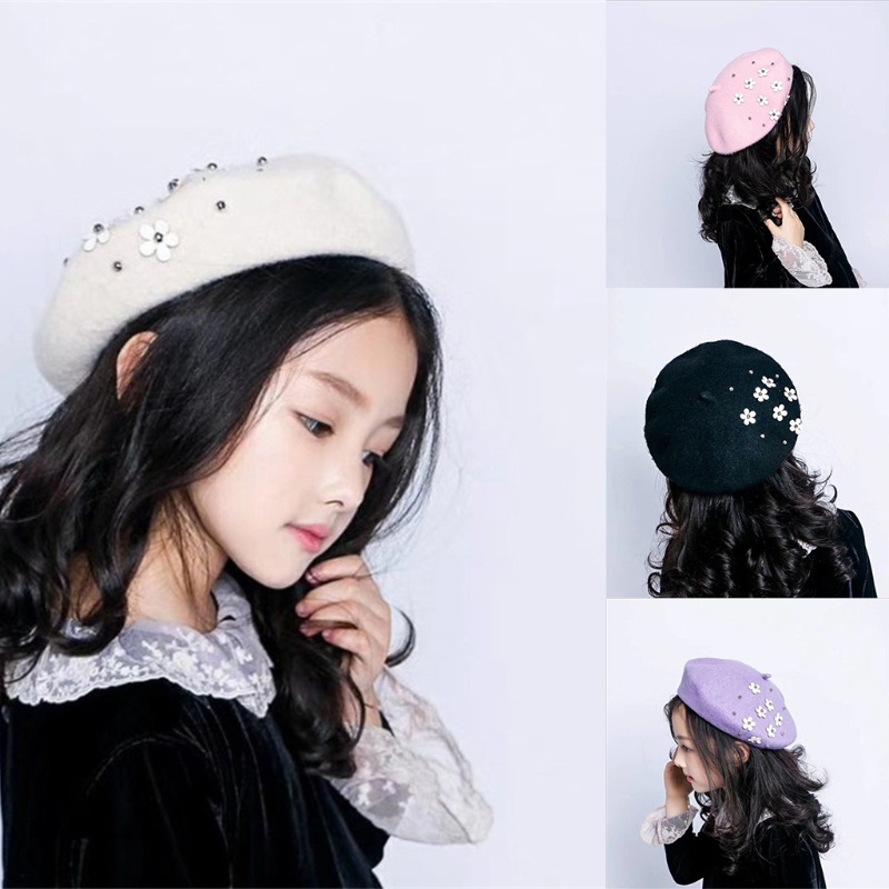 Children's versatile pearl flower beret
