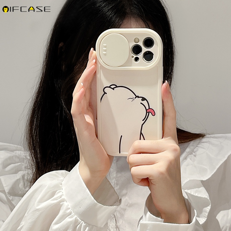 Ốp Điện Thoại Mềm Chống Sốc Màu Trắng Họa Tiết Gấu Vui Nhộn Cho iPhone 13 12 11 Pro Max XS Max XR X