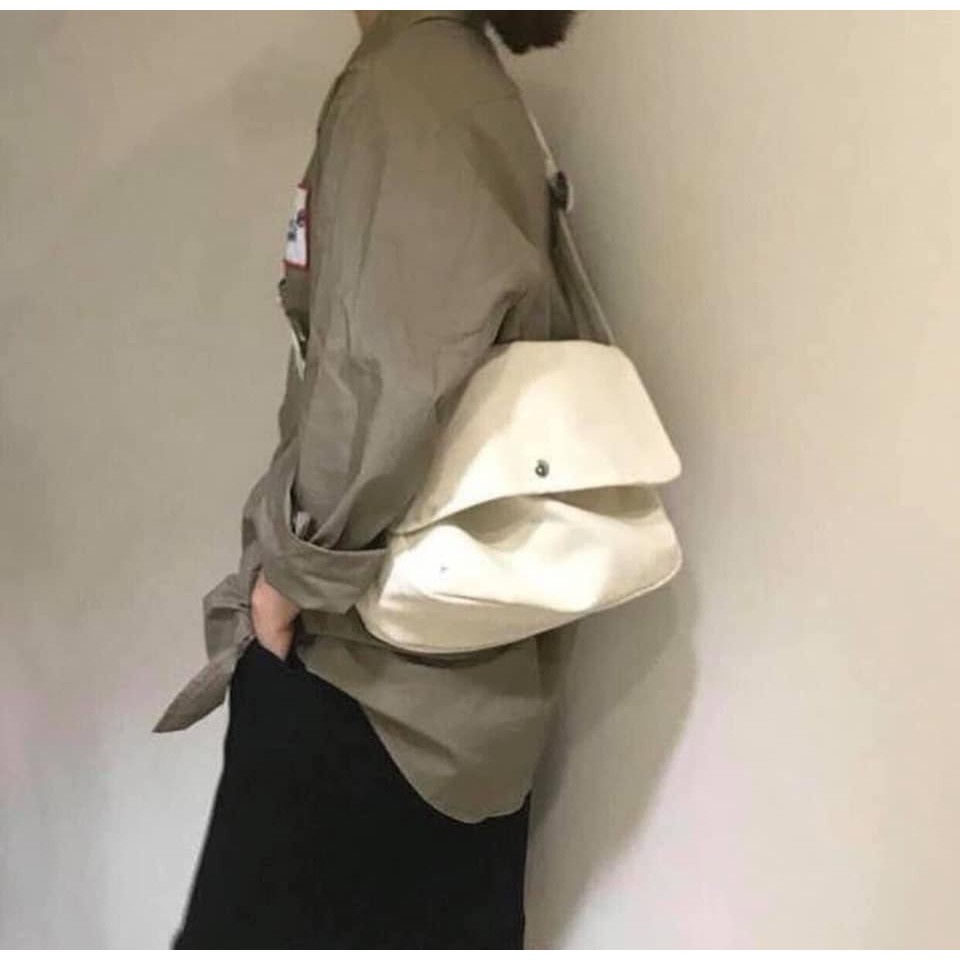 Túi Vải Canvas Đeo Chéo Nút Đồng,Túi Nam Nữ Trẻ Trung