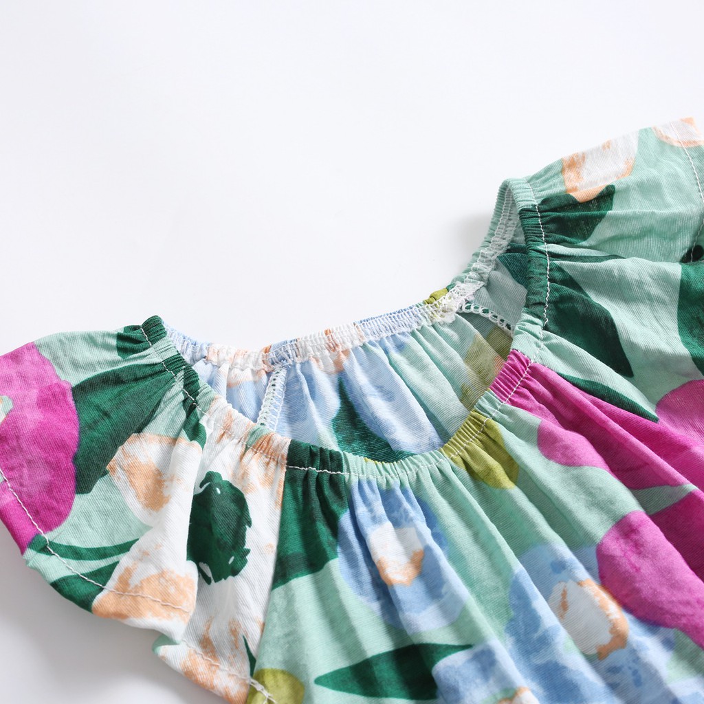 Áo liền quần Sanlutoz bằng cotton phong cách mùa hè cho bé gái sơ sinh