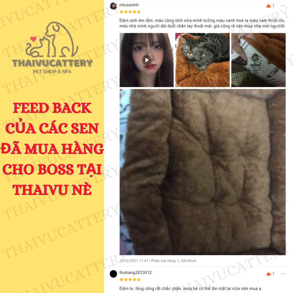 Đệm cho chó mèo lót lông có 2 mặt dùng được cả mùa hè nệm hình chữ nhật cho thú cưng siêu ấm