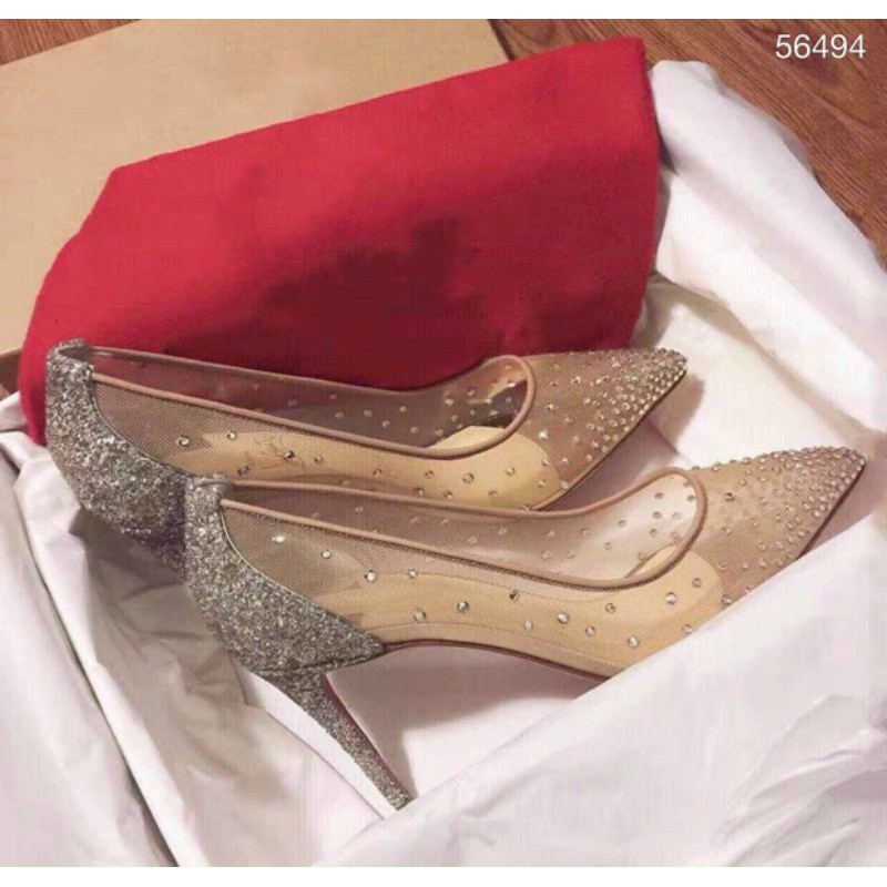 Giày cao gót mũi nhọn lưới đá LBT