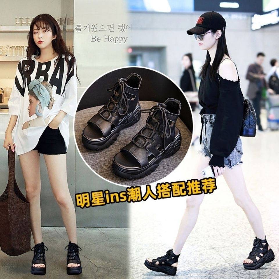 Giày Sandal Da Mềm Đế Xuồng Dày Dặn Chống Trượt Thoải Mái Thời Trang Xuân Hè