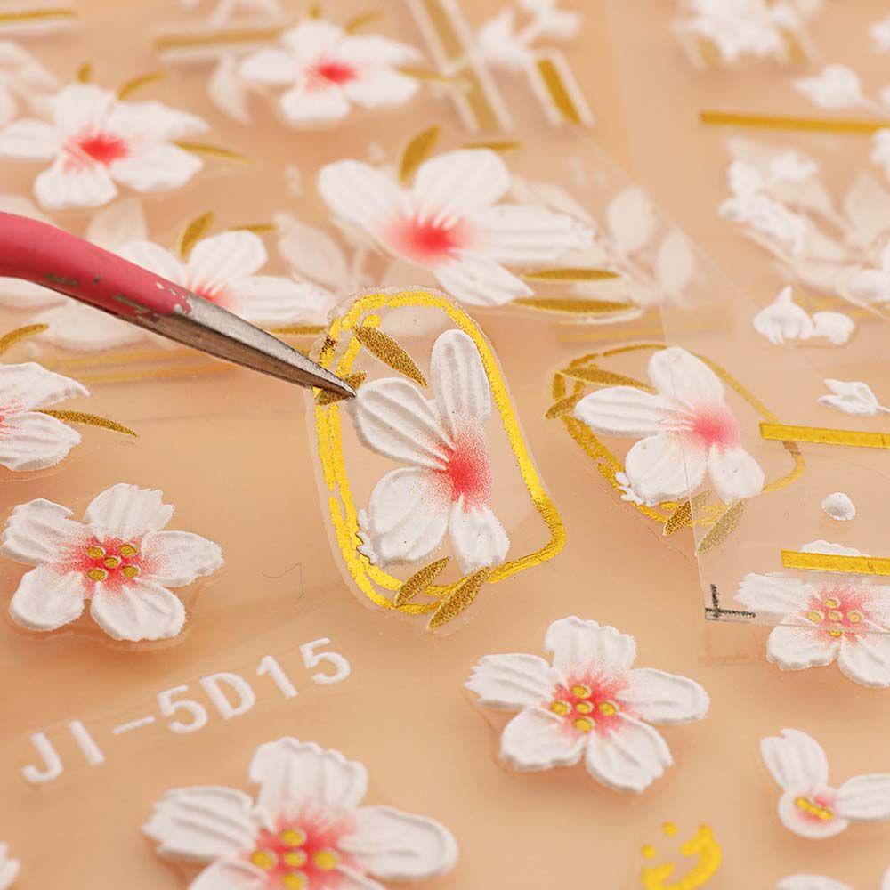 Miếng Dán Trang Trí Móng Tay 5D In Chữ Tiếng Anh / Hoa Lá Xinh Xắn