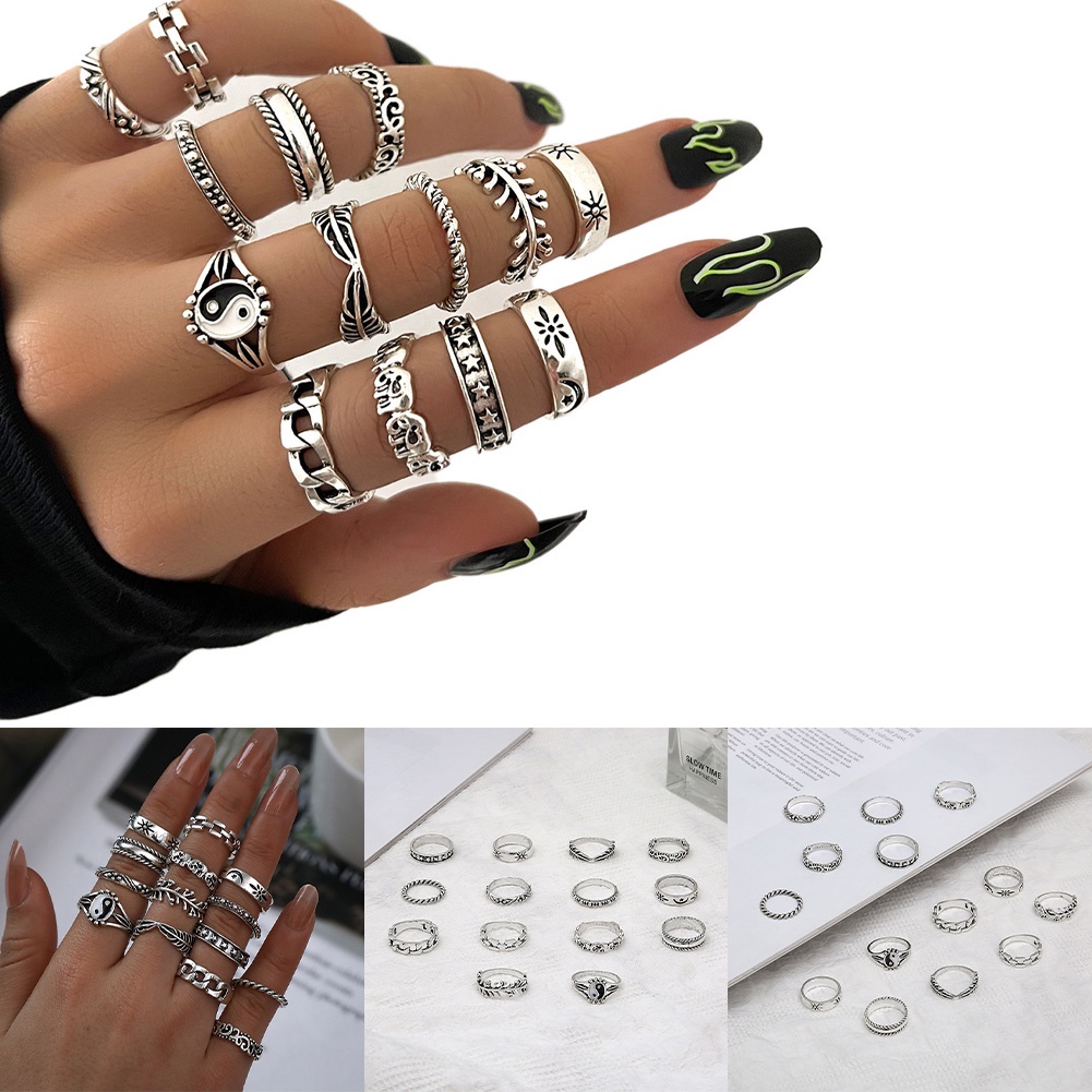 Bộ Nhẫn Bạc Cổ Điển Với 14 Đơn Vị
