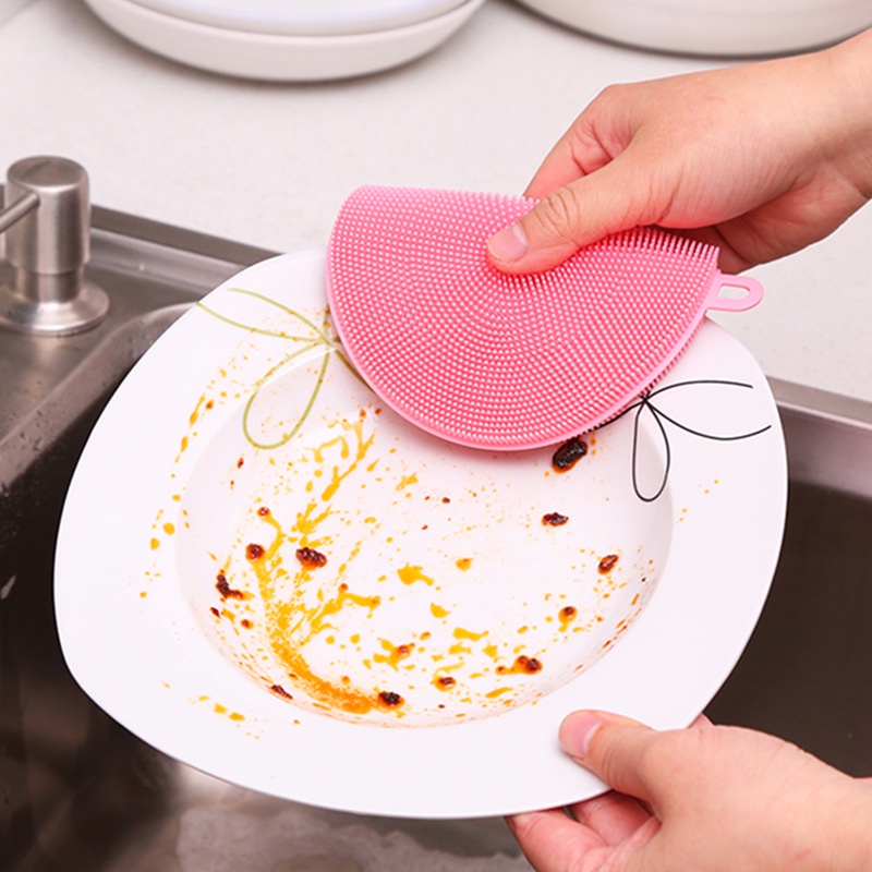 Bàn Chải Silicone Rửa Chén Hai Mặt Thông Dụng Cho Nhà Bếp