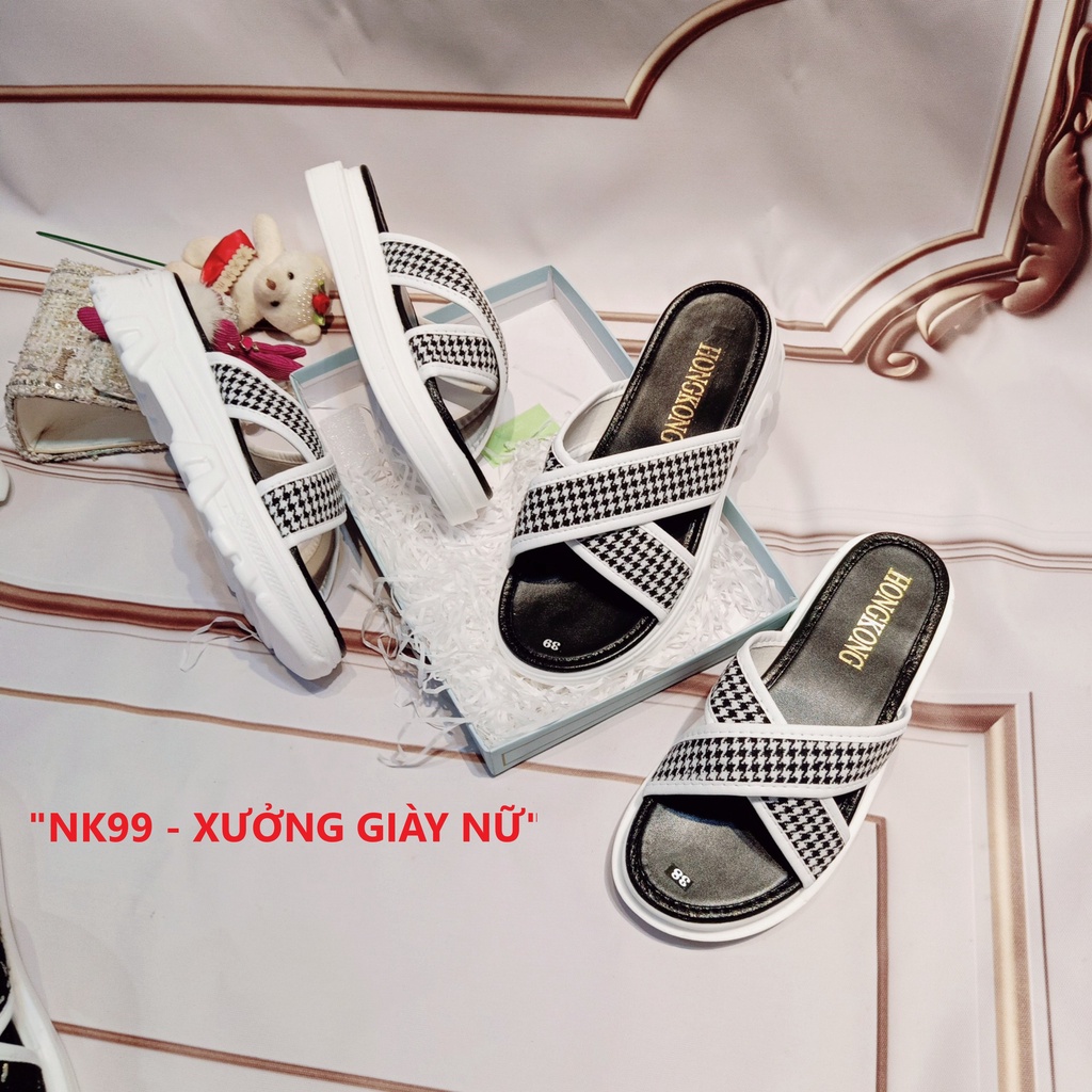 Dép Nữ QUAI CHÉO Đế Bánh Mì Êm Siêu Nhẹ Cao 3-5P Sang Chảnh Tôn Dáng