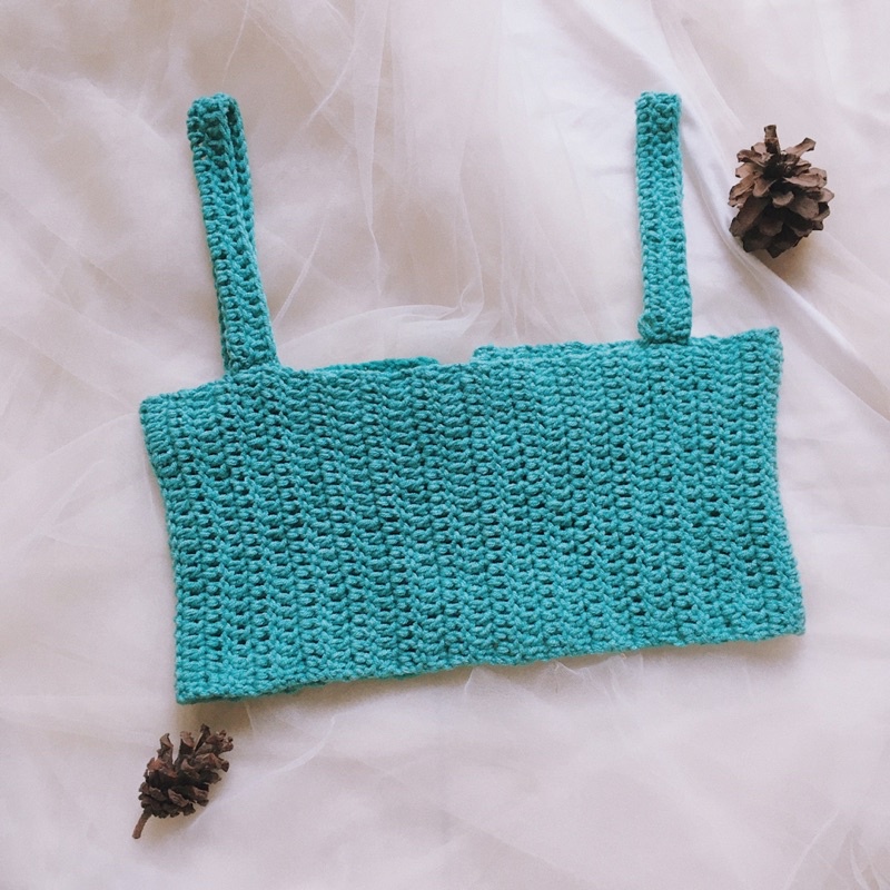 Croptop Len - Bralette Len - Bikini Len Móc - xanhlanhes