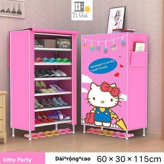 Tủ giày💥FREESHIP💥 kệ để dép họa tiết mèo kitty 6 tầng khung kim loại