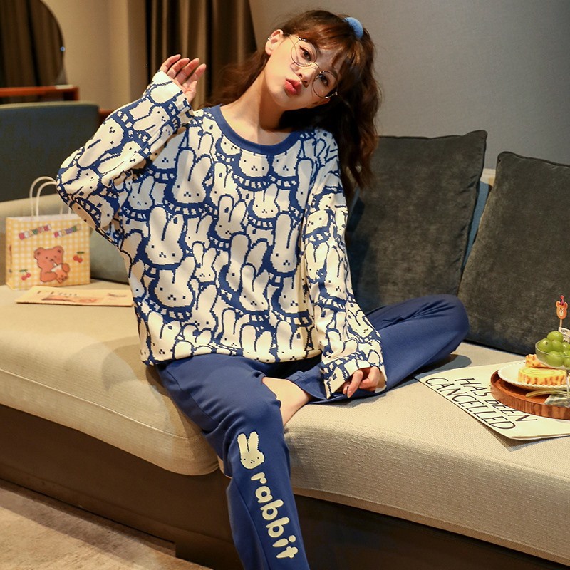 HÀNG SẴN_ Bộ Ngủ Cotton Thu Đông Năng Động Dài Tay 2021_ CÓ BIGSIZE