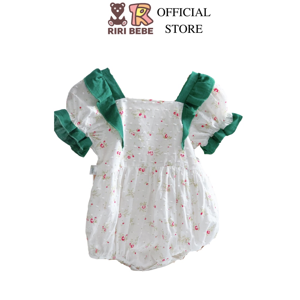 Bodysuit Bé Gái, Bộ Đồ Bé Gái Họa Tiết Cherry Phối Tay Bèo Chất Thô Hoa Hàn Quốc, Thấm Hút Mồ Hôi, Co Giãn Tốt - BS023