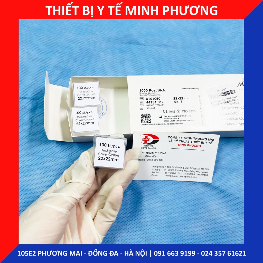 Lamen kính hiển vi 22x22 Đức Marienfeld