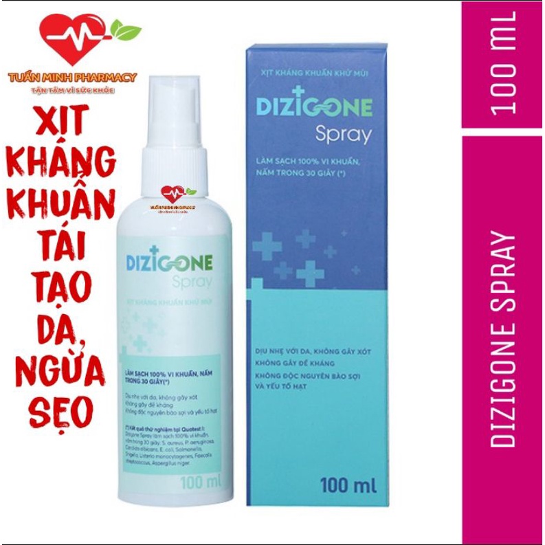 Dizigone Spray 100 ml - xịt kháng khuẩn, tái tạo da, ngừa sẹo vượt trội, an toàn