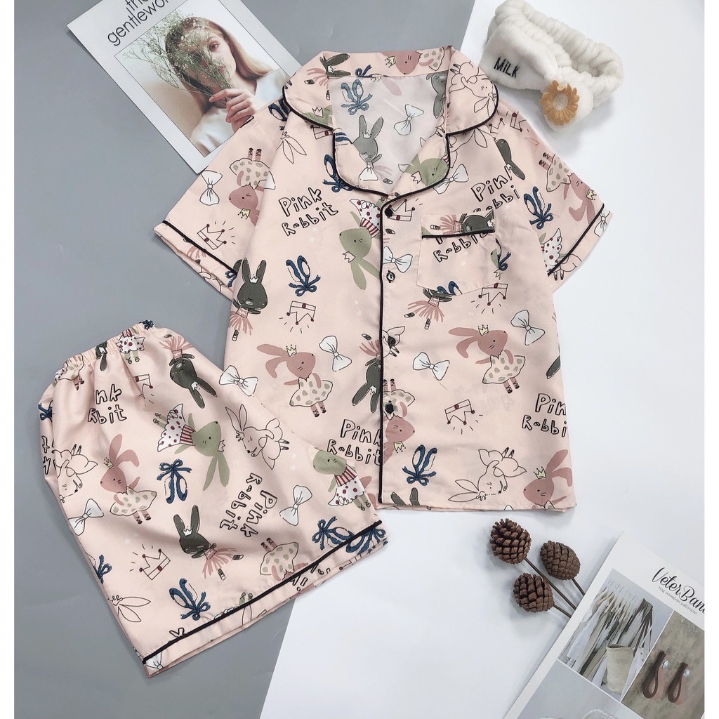 Đồ bộ Pijama đùi chất kate mềm freesize&lt;60kg