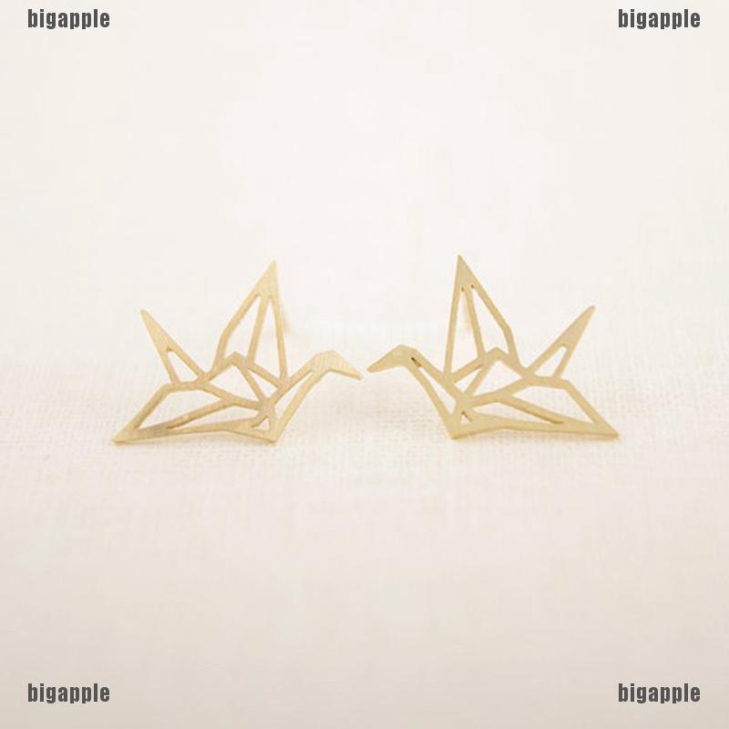 Đôi khuyên tai hợp kim hình hạc giấy xinh xắn cho nữ