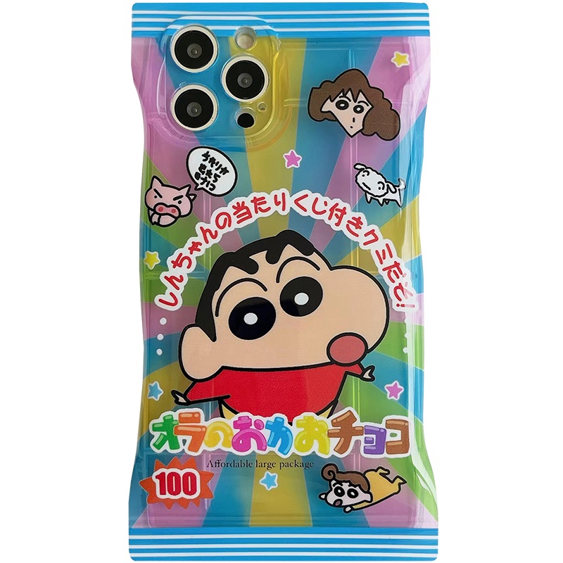 Shin-chan Dễ Thương iPhone 14/14ProMax/13ProMax/13Pro/13/12ProMax/12Pro/12/11Pro/11ProMax/Xsmax/X/Xr/7/8Plus Gói Kẹo Apple Couple Snack Vỏ Điện Thoại Di Động Vỏ Silicon Hài Hước Mới
