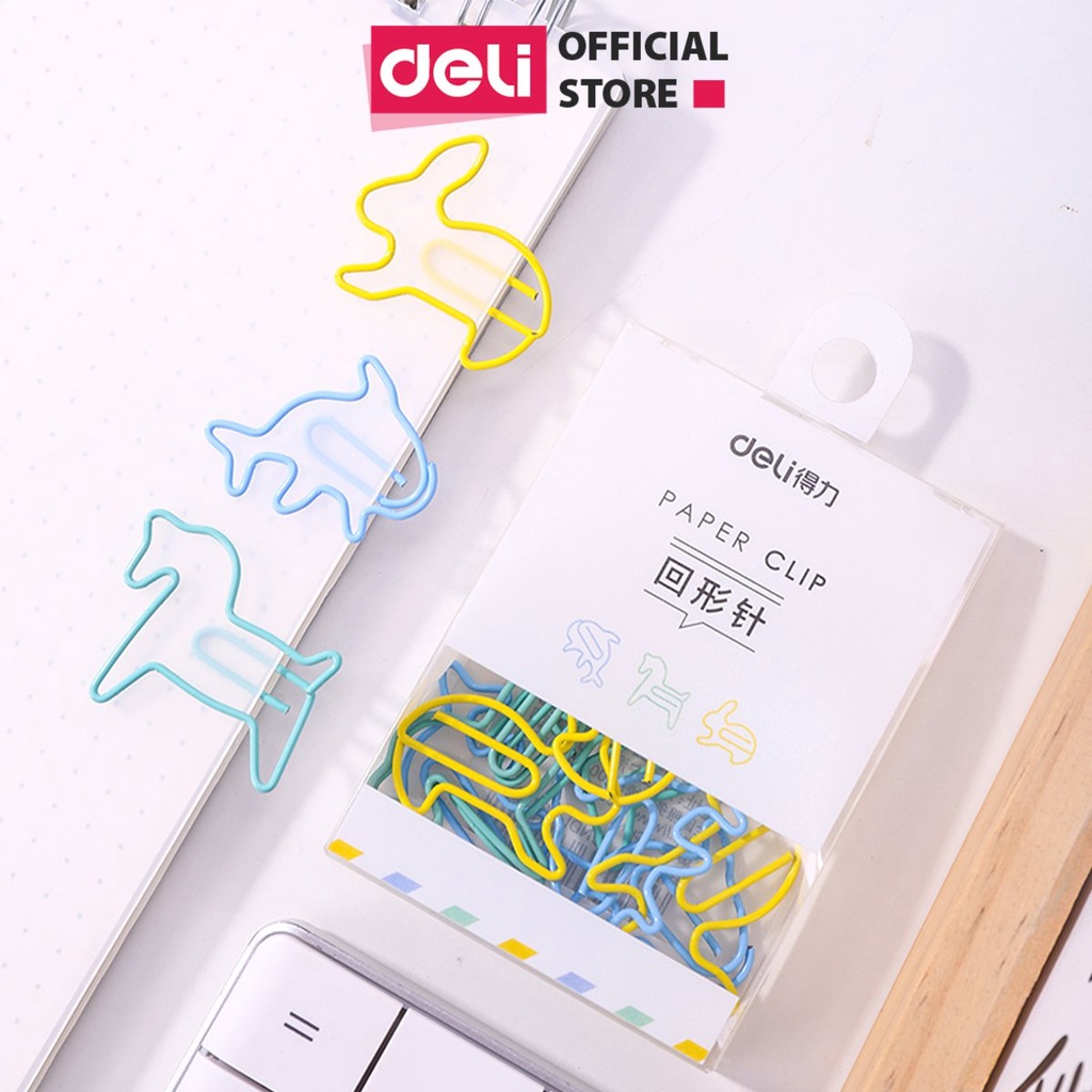 [LIFEMC02BPABAU -10% đơn 250K] Ghim vòng kẹp giấy kim loại nhiều hình Deli - 1 set 12 chiếc - 55/56/57
