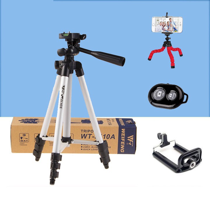 Chân máy ảnh cao cấp, Tripod điện thoại giá rẻ tặng kèm kẹp điện thoại, chân bạc tuộc và remote tiện lợi