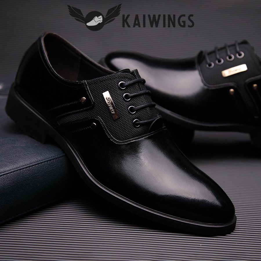 Giày Tây Nam Buộc Dây Công Sở Đẹp KAIWINGS Giày Nam Cao Cấp Da Bò Thật Hàn Quốc GD87