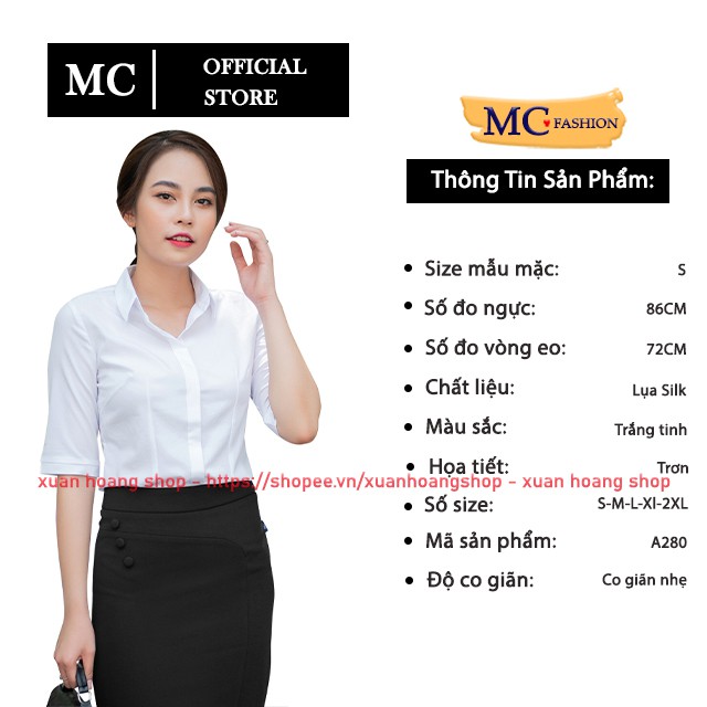 Áo Sơ Mi Trắng Nữ Kiểu Đẹp Công Sở Mc Fashion, Tay Dài, Ngắn, Cộc, Lỡ, Lửng, Size Đủ, Chất Vải Mát, A0074, A280, A0068