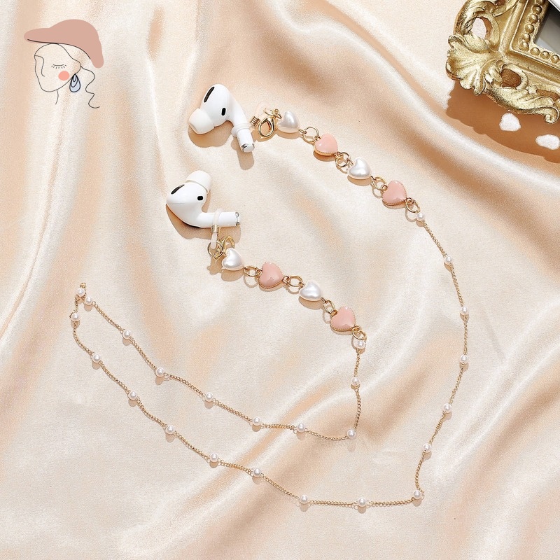 Dây Đeo Mắt Kính Hình Trái Tim Đính Ngọc Trai Nhân Tạo Thời Trang