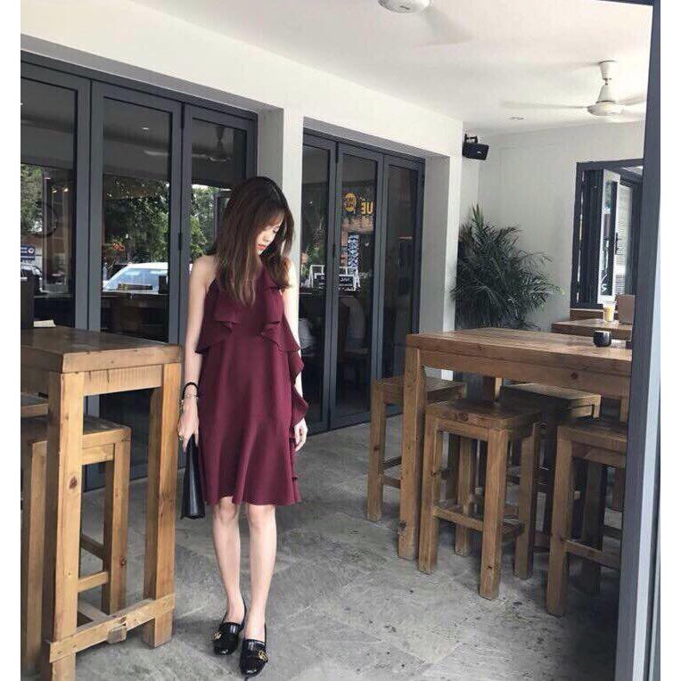 DS222 - Đầm Suông Cổ Yếm Phối Bèo Ngực ( Có Kèm Mút Ngực ) | BigBuy360 - bigbuy360.vn