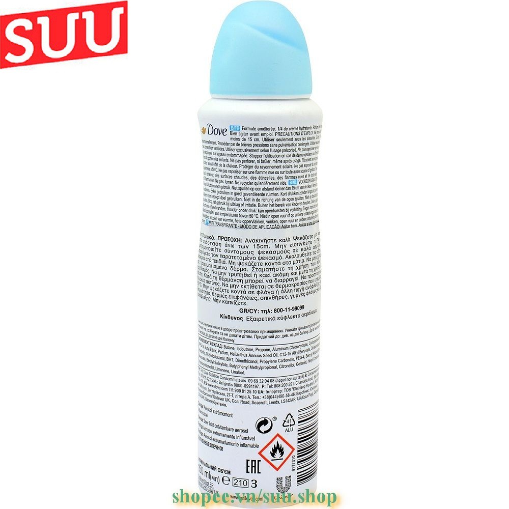 Xịt Khử Mùi Dove Cotton Soft 48H 150ml suu.shop cam kết 100% chính hãng | BigBuy360 - bigbuy360.vn