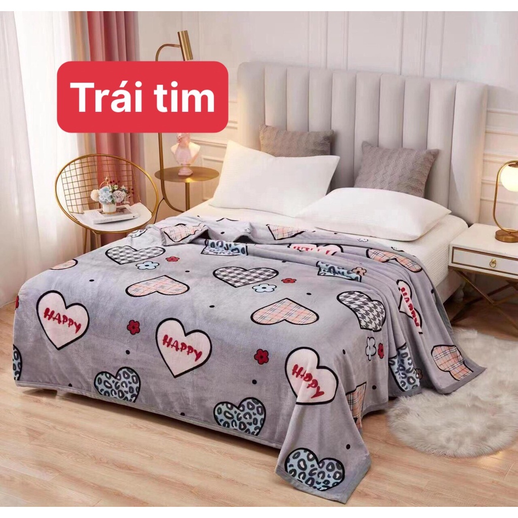 Chăn lông tuyết sữa hàn quốc in hình siêu đẹp siêu mềm mịn kích thước 2mx2m2 [manastore.vn]