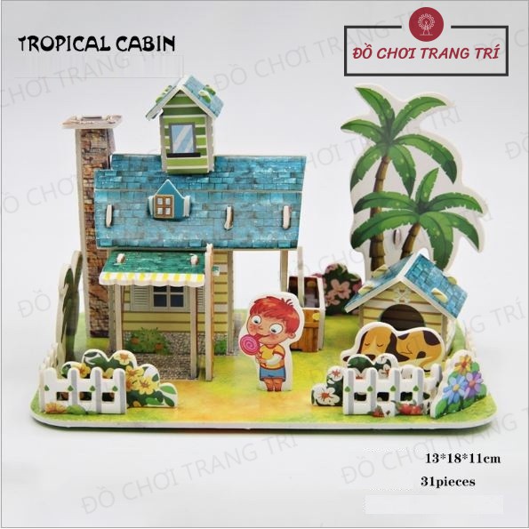 Mô hình 3D giấy tự lắp ráp hình ngôi nhà nhỏ xinh.