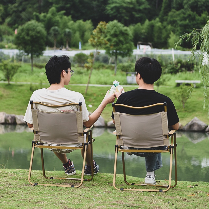Ghế xếp cắm trại, dã ngoại Camping Picnic khung nhôm vải Oxford có tựa lưng tay vịn tiện dụng