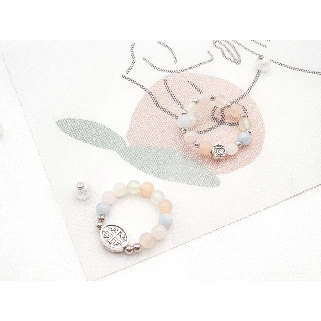Nhẫn Multi Beryl One Decade đính charm hoa [chọn màu trong hình]