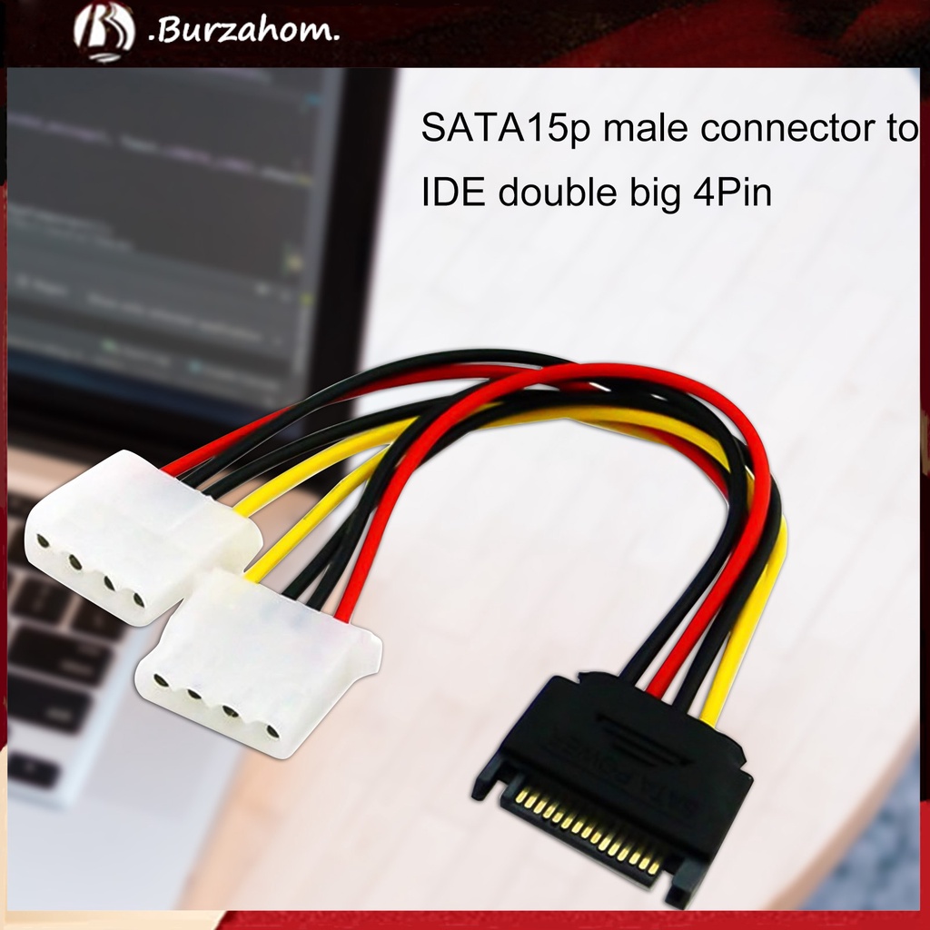 Dây Cáp Chuyển Đổi Nguồn Sata 15pin Sang Molex Ide 4pin 20cm Cho Ổ Cứng Hdd