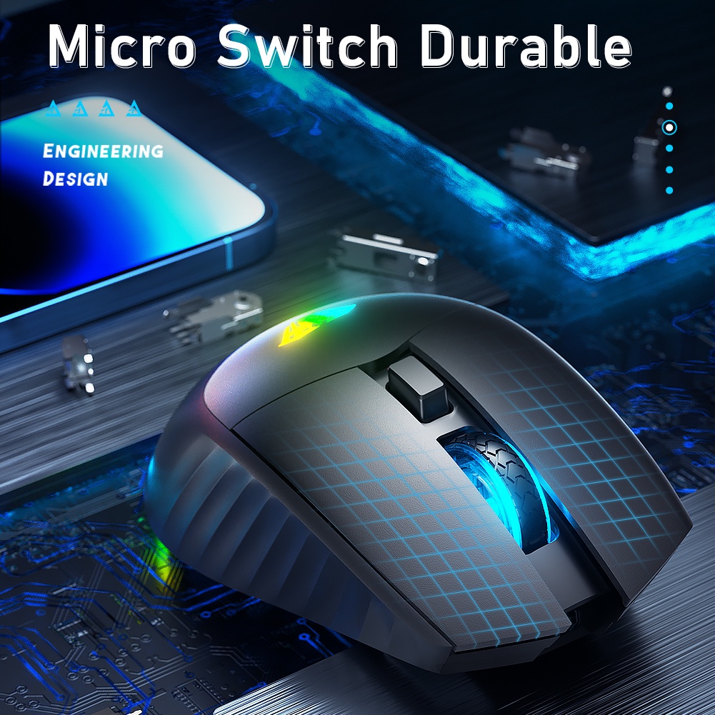 Chuột máy tính AULA SC520 RGB hai chế độ không dây 2.4G/ có dây Type C 10000 DPI dành cho chơi game
