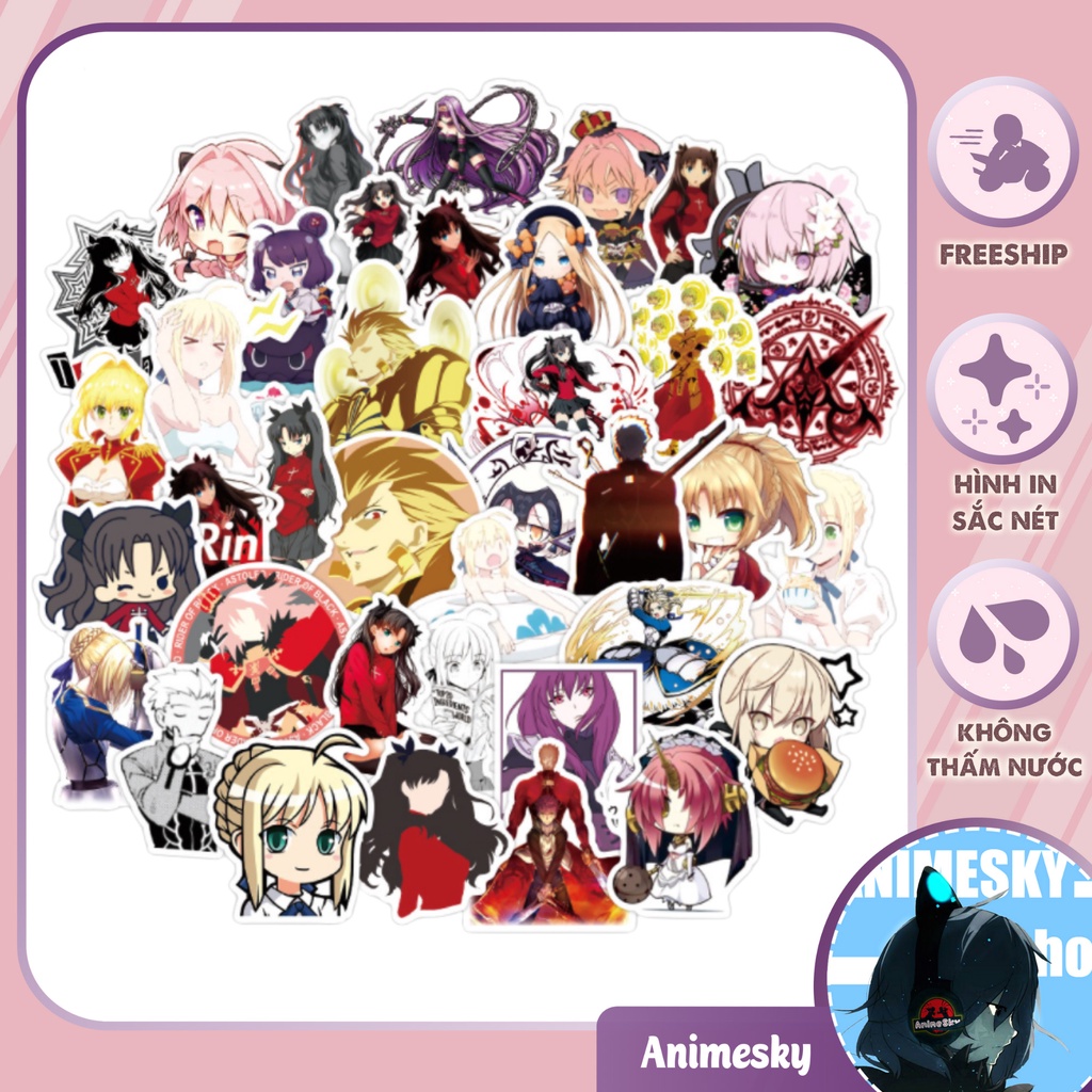 Combo 100 sticker Fate Grand Order FGO không thấm nước dán laptop, vali, mũ bảo hiểm,..