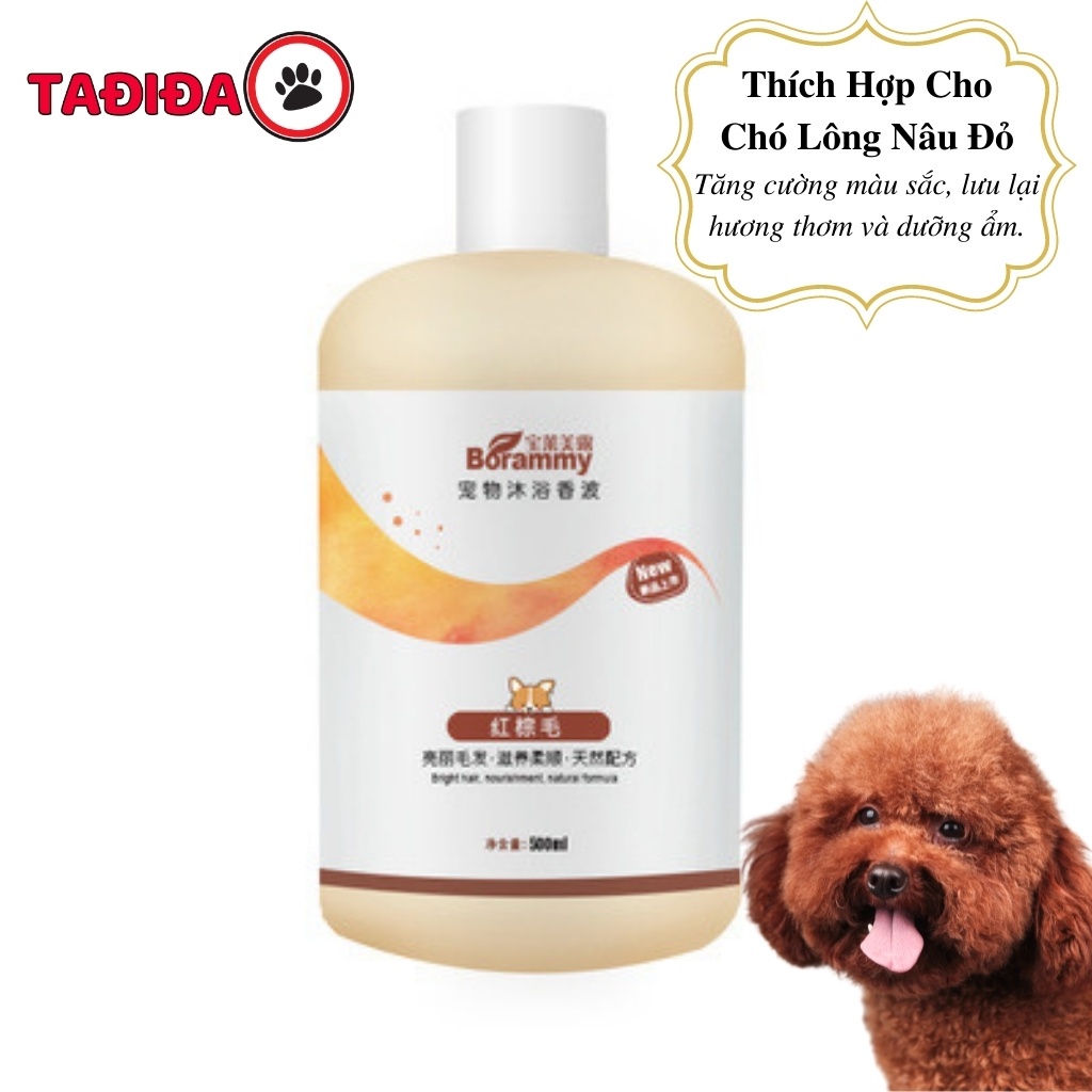 Sữa tắm cho Chó Mèo trị ve rận BORRAMY 500ml , Dầu tắm thú cưng dưỡng lông, lưu hương dài lâu - Tadida Pet