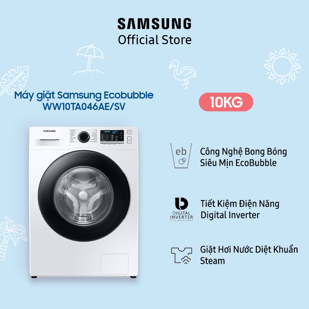 [Mã ELBAU7 giảm 7% đơn 5TR] Miễn phí công lắp đặt_Máy giặt Samsung Ecobubble 10kg (WW10TA046AE))