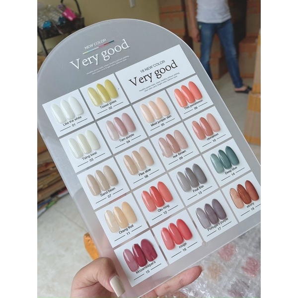 {Mua 1 tặng 1}Sét thạch Verygood 18 màu tặng kèm bảng màu THIÊN DI NAIL