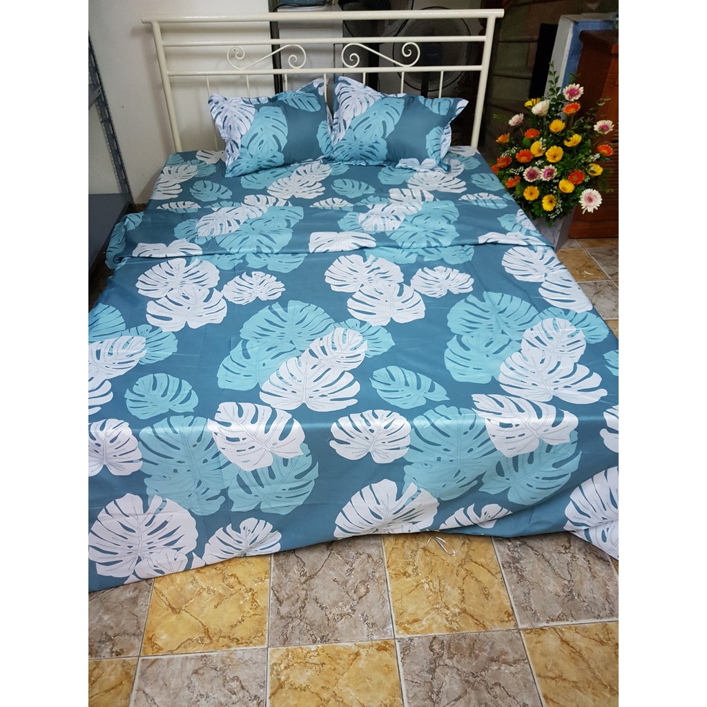 Bộ 1 ga chun và 2 vỏ gối cotton poly.