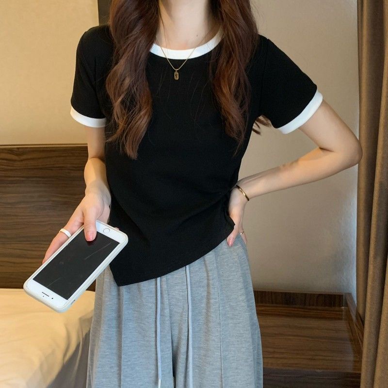 Áo Thun Tay Ngắn Và Quần Ngắn Bằng Lụa Lạnh Thời Trang Mùa Hè Dành Cho Nữ