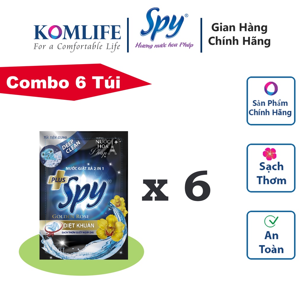 Combo 6 gói nước giặt xả SPY Deep Clean Plus 50ml