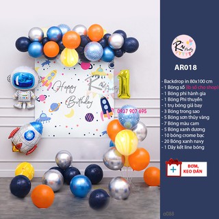 [Backdrop kèm tên bé] Set Bóng trang trí sinh nhật bé trai , CĐ Phi Hành Gia