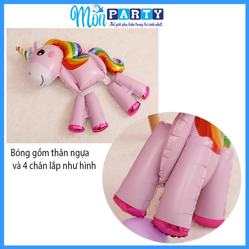 Bóng ngựa pony 3D, bóng hình kì lân, bóng sinh nhật unicorn trang trí sinh nhật màu hồng cho bé gái đẹp