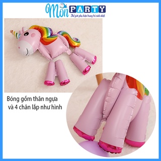 Bóng ngựa pony 3D, bóng hình kì lân, bóng sinh nhật unicorn trang trí sinh nhật màu hồng cho bé gái đẹp