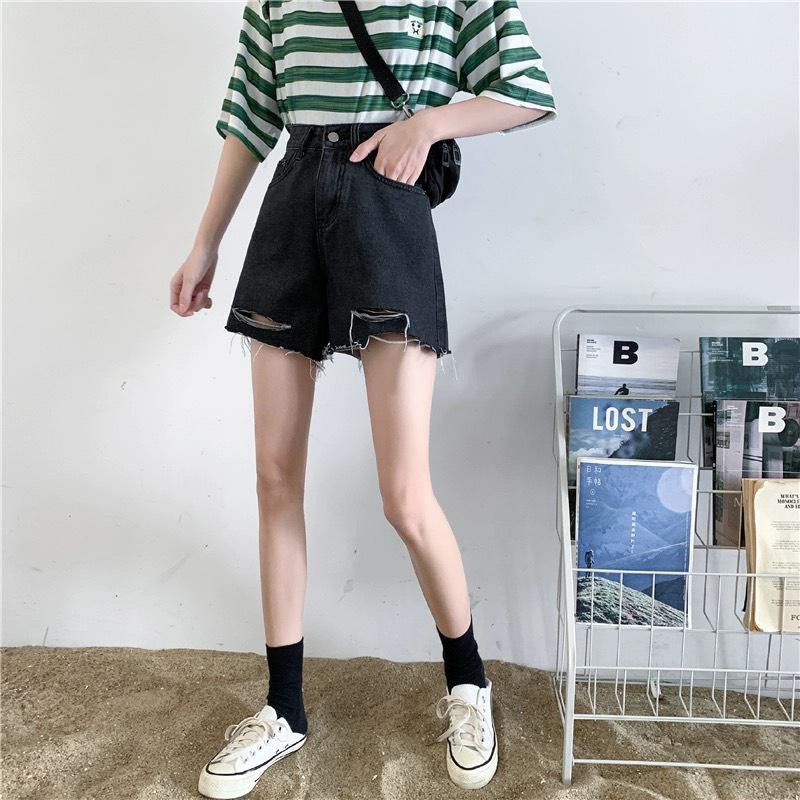 Quần Short Ngố Jean Lững Ống Rộng Lai Cuốn Phong Cách ULZZANG | BigBuy360 - bigbuy360.vn