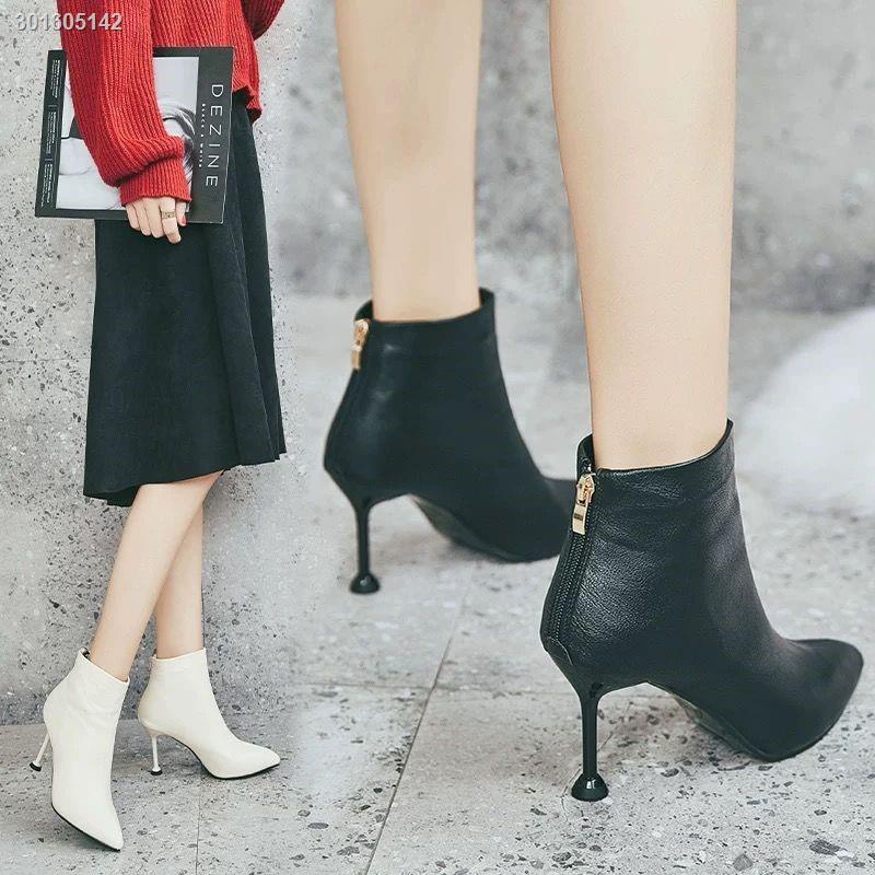 Giày bốt cao gót mũi nhọn thời trang mùa thu đông thanh lịch cho nữ