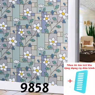 Giấy dán kính mờ khổ 45cm và 90cm dài đặt theo số lượng x1m mã 9858 hoa leo
