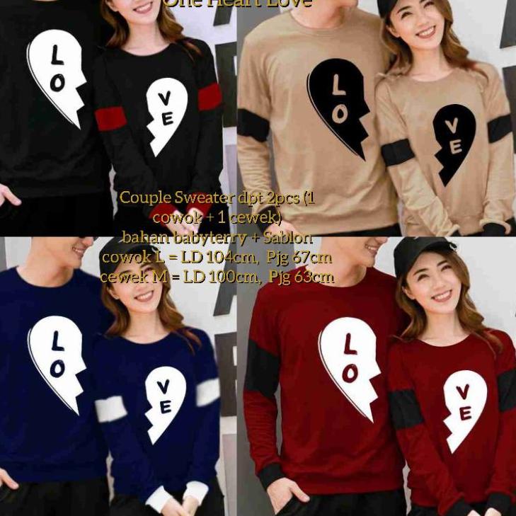 Set 1 Hoặc 2 Áo Thun In Hình Trái Tim Cho Cặp Đôi