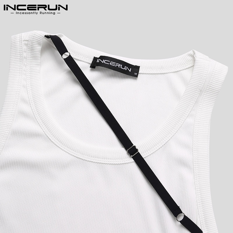 INCERUN Áo Tank Top Phối Dây Cột Thời Trang Mùa Hè Cho Nam Giới